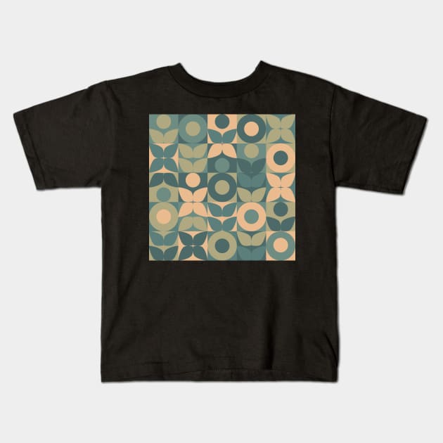 Nordic Florals Retro Vintage Abstract Pattern Kids T-Shirt by NattyDesigns